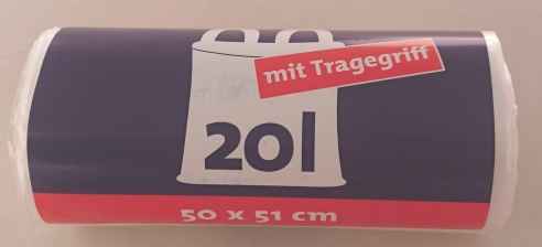 Muellbeutel mit Tragegriff - 20 Liter - transparent