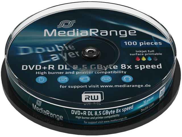MediaRange DVD+R 8x - 8,5GB - 10er Cake - Bedruckbar - MR468