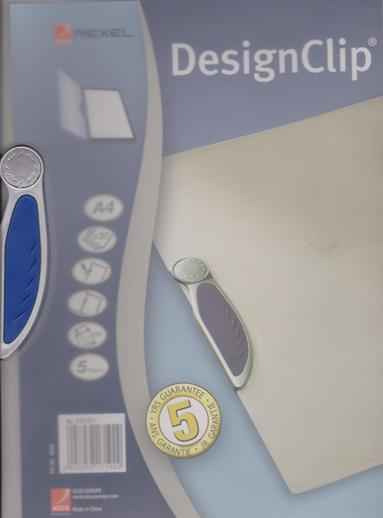 Cliphefter Rexel Desing Clip - DIN A4 - transparent mit blauem Clip