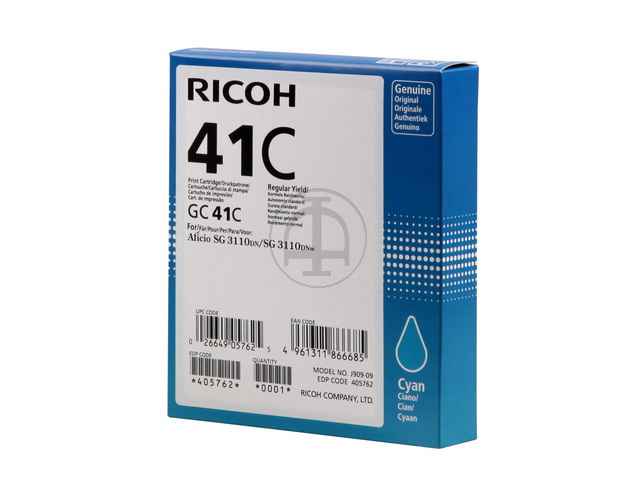 ORIGINAL Ricoh GC-41C / 405762 - Gel Patrone cyan (High Capacity)