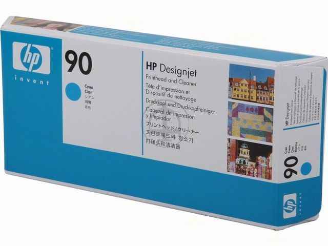 ORIGINAL HP 90 / C5055A - Druckkopf cyan + Druckkopfreiniger