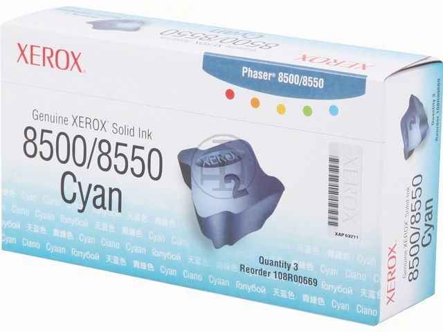 ORIGINAL Xerox 108R00669 / Phaser 8500 / 8550 - Festtinte in Color-Stick cyan (3 Stix)
