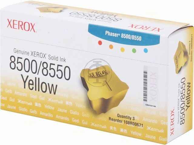 ORIGINAL Xerox 108R00671 / Phaser 8500 / 8550 - Festtinte in Color-Stick gelb (3 Stix)