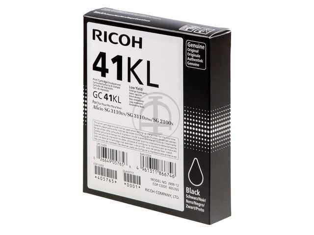 ORIGINAL Ricoh GC-41 KL / 405765 - Gel Patrone schwarz