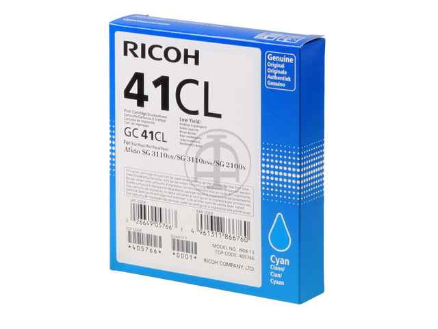 ORIGINAL Ricoh GC-41 CL / 405766 - Gel Patrone cyan