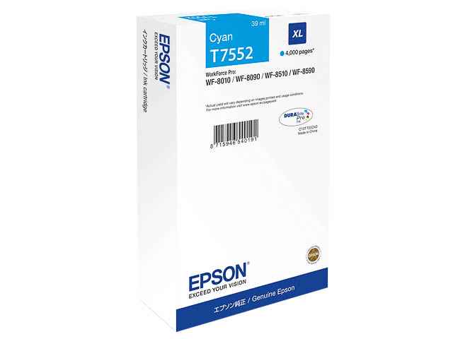 ORIGINAL Epson T7552 / C13T755240 - Druckerpatrone cyan (High Capacity)