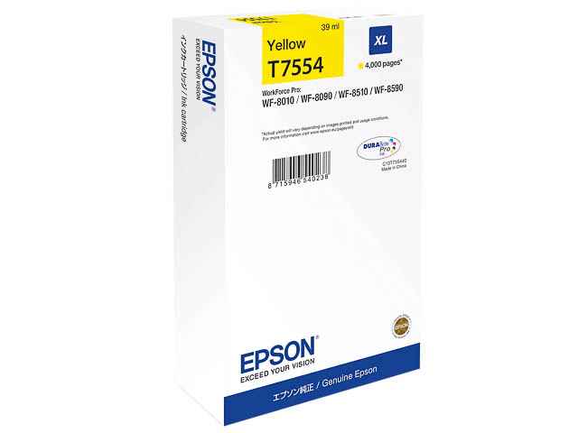 ORIGINAL Epson T7554 / C13T755440 - Druckerpatrone gelb (High Capacity)