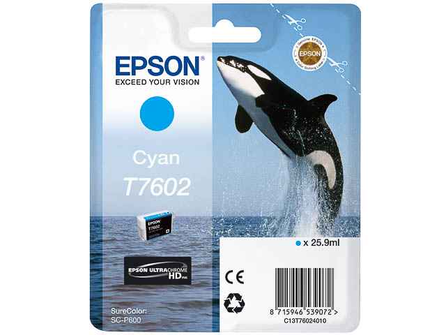ORIGINAL Epson T7602 / C13T76024010 - Druckerpatrone cyan