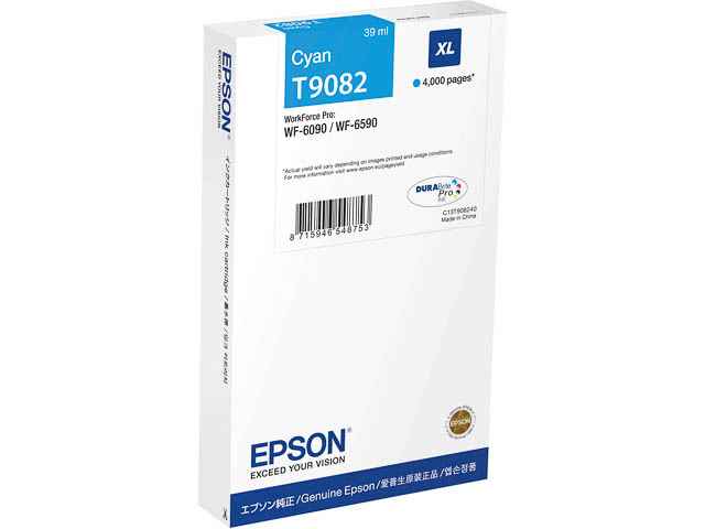 ORIGINAL Epson T9082XL / C13T908240 - Druckerpatrone cyan