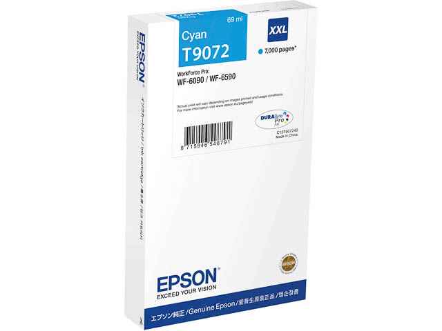 ORIGINAL Epson T9072XXL / C13T907240 - Druckerpatrone cyan