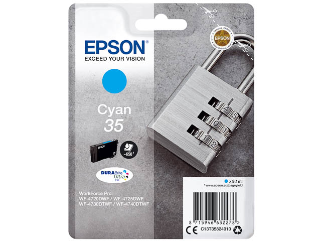 ORIGINAL Epson 35 / T35824010 - Druckerpatrone cyan