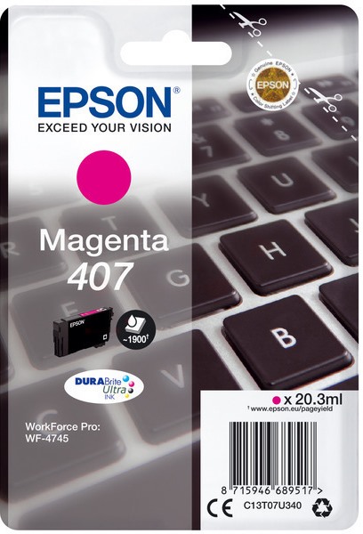 ORIGINAL Epson 407M / C13T07U340 - Druckerpatrone magenta