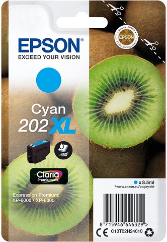 ORIGINAL Epson 202XL / T02H24010 - Druckerpatrone cyan (High Capacity)