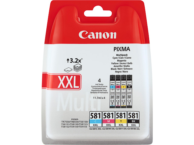 ORIGINAL Canon CLI-581XXL / 1998C005 - 4er Multipack