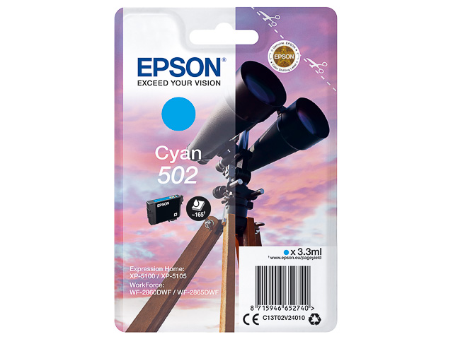 ORIGINAL Epson 502 / T02V24010 - Druckerpatrone cyan