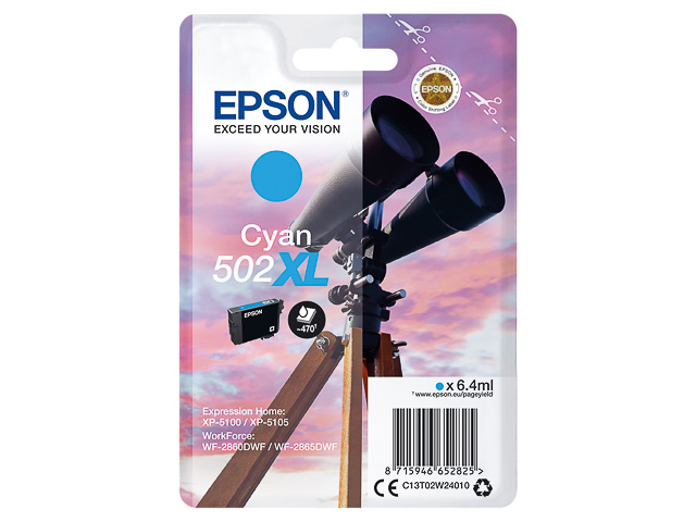 ORIGINAL Epson 502XL / T02W24010 - Druckerpatrone cyan (High Capacity)