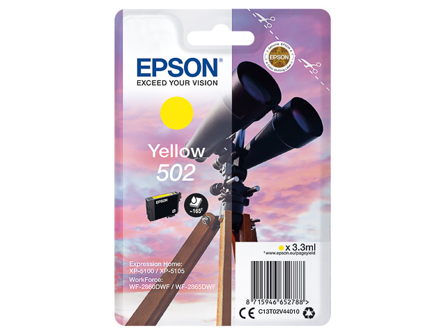 ORIGINAL Epson 502 / T02V44010 - Druckerpatrone gelb