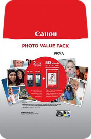 ORIGINAL Canon PG-560XL/CL-561XL - 2er Pack Druckerpatronen schwarz/color incl. Fotopapier